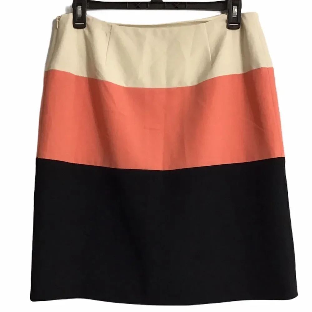 Kasper Color Block A-Line Suiting Knee Skirt Sz 12